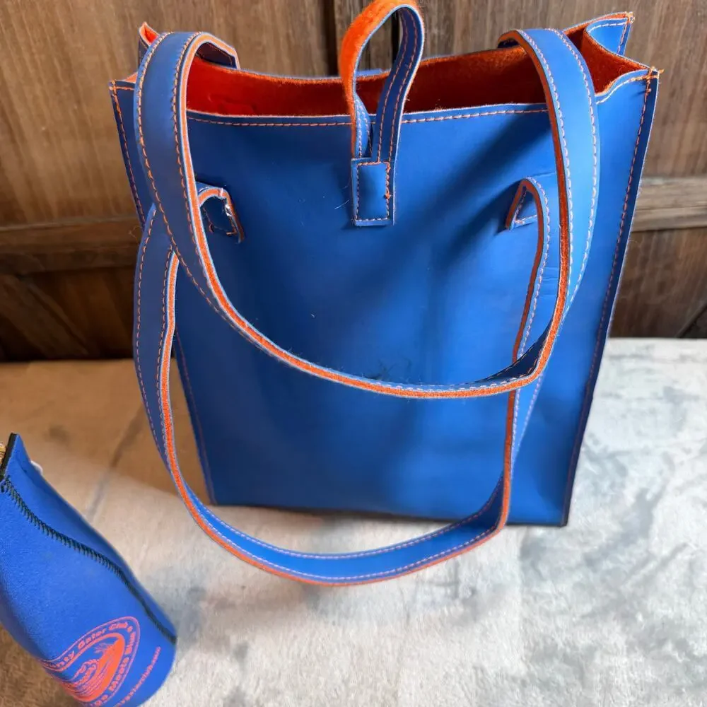 Alan Stewart Florida Gators Blue Leather Tote Bag Orange Suede NCAA UF